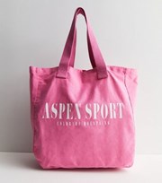 New Look Pink Aspen Sport Logo Canvas Tote Bag